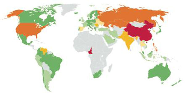 carte de l'origine des sites internet dangereux